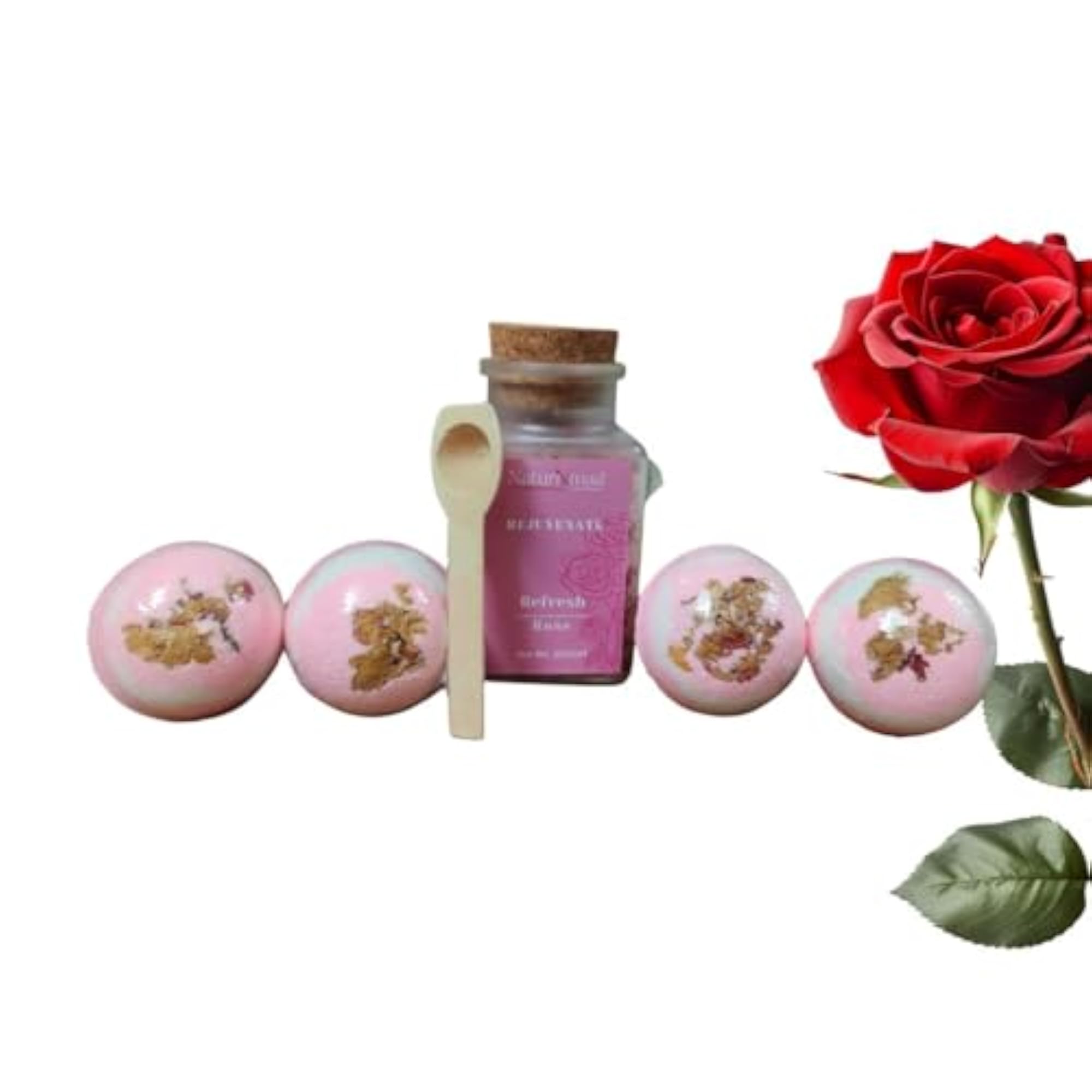 Rose Bath Salt and Bath Bombs Gift Set
